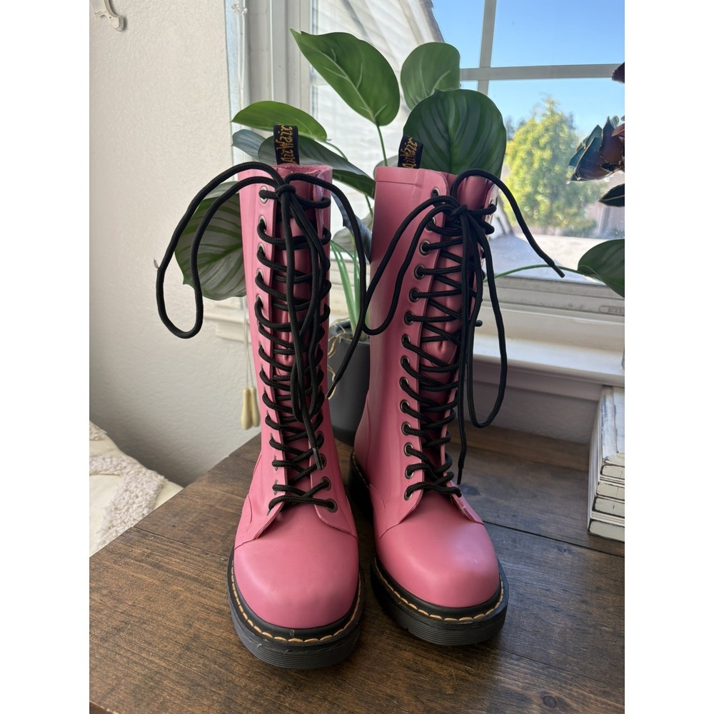 Dr Martens Drench Pink Rubber Wellington Boots 14 Eye Rain Wellies UK 4 US 6